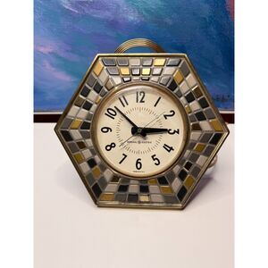 Vintage G.E. Wall Clock Plug In MCM Hexagon Tile Model 2118 Kitchen Clock 60's